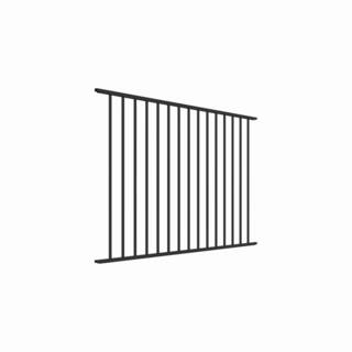 TuffBilt 2 Rail Flat Top 4 ft. H x 6 ft. W Black Aluminum Pre-Assembled Fence Panel 73055196