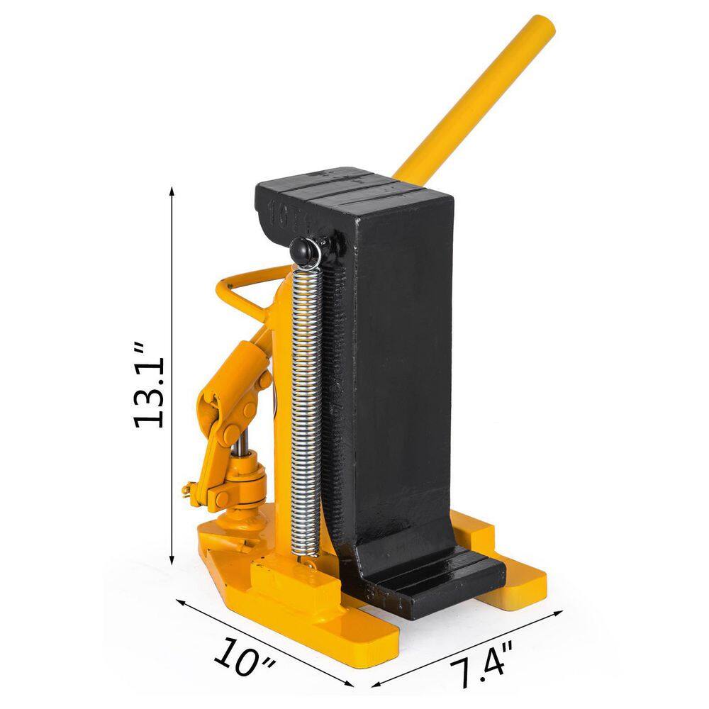 VEVOR Toe Jack Lift Hydraulic Machine 5-Ton to 10-Ton Air Hydraulic Toe Jack Proprietary Heat-Treated Steel Yellow QJD10T00000000001V0