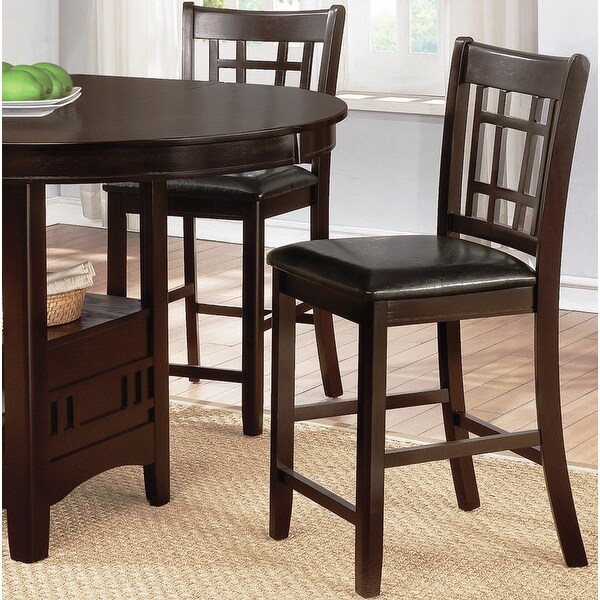 Espresso Counter Height Dining Stools with Black Upholstered Seats (Set of 2) - Set of 2