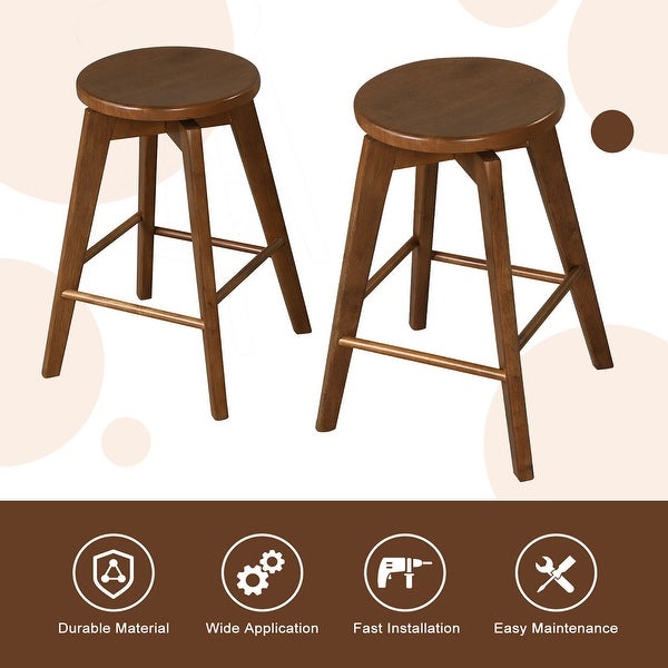 Gymax Set of 4 Swivel Round Bar Stools Counter Height Dining Chairs w/