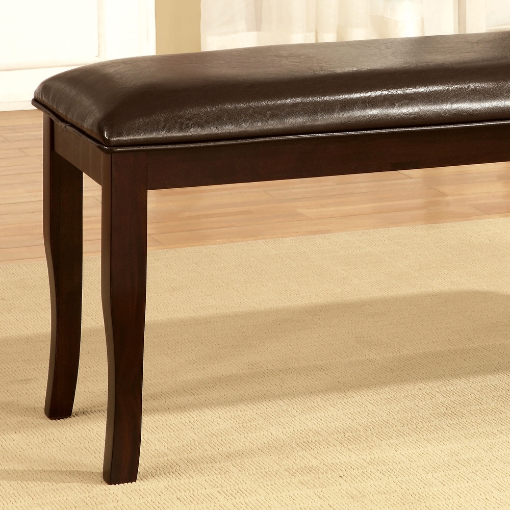 Zita Contemporary Dark Cherry Faux Leather Padded Seat Bench by Furniture of America