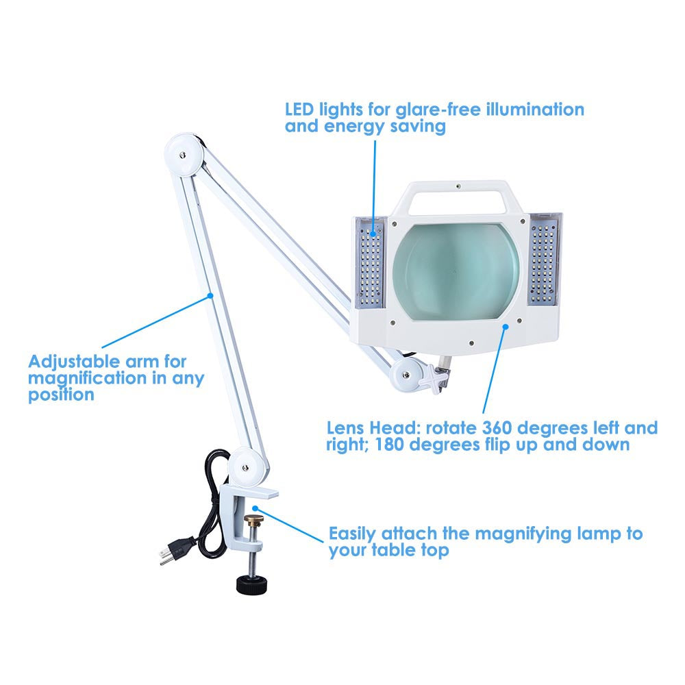 Yescom Magnifying Desk Lamp w/ Clamp 5x Square Tabletop