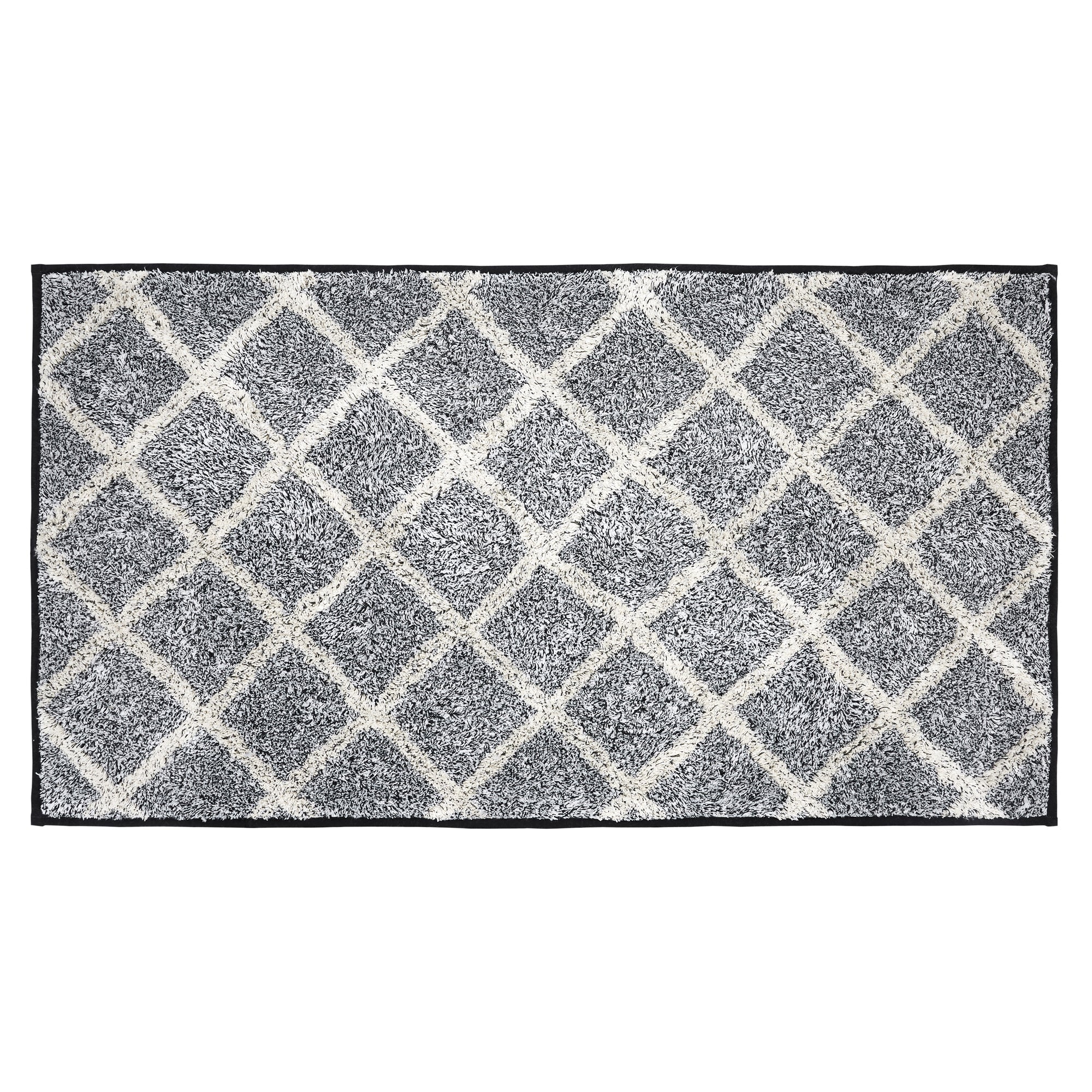 Frayed Lattice Creme & Black Bathmat 27x48