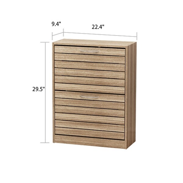 22.4W Two Drawers Shoe Cabinet，Fold-out Drawer - - 35444447