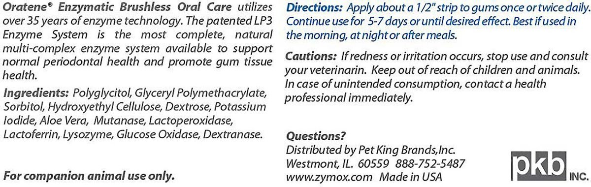 Oratene Enzymatic Brushless Oral Care Dog and Cat Dental Gel