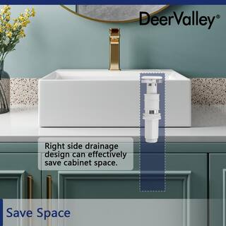 DEERVALLEY Apex White Ceramic Rectangular Vessel Bathroom Sink not Included Faucet with Pop-up Drain DV-1V0046