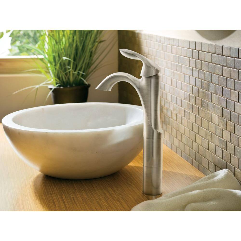 MOEN Eva Single-Handle Single Hole High-Arc Bathroom Faucet in Brushed Nickel 6400BN