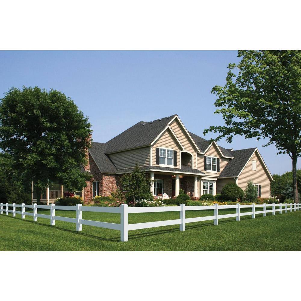 Veranda 5 in. x 5 in. x 5 ft. Vinyl White Ranch 2-Rail Line Fence Post 53990