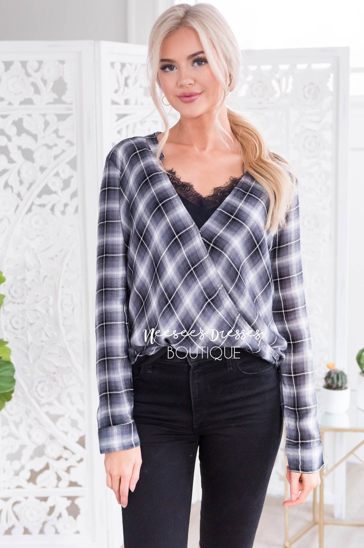 Pretty in Plaid Cross Front Top