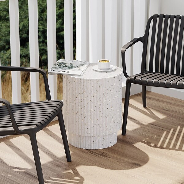 Sheila Fluted Design Side Table for Indoors or Outdoors