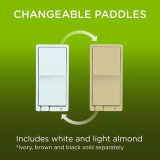 Enbrighten Z-Wave 2.5 Amp Smart Paddle Light Switch In-Wall Fan Control in White and Light Almond 55258