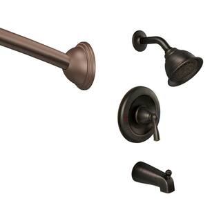 MOEN Banbury Single-Handle 1-Spray 1.75 GPM Tub Shower Faucet w Curved Shower Rod in Mediterranean Bronze(Valve Included) 82910BRB-TSRDS