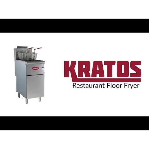 Kratos 29Y-010 Commercial Gas Floor Fryer， Three Burners， 40 lb. Capacity， Natural Gas