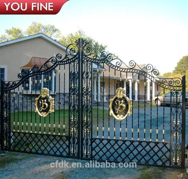 Outdoor Garden Wrought Iron Fence with Flower Main Gate