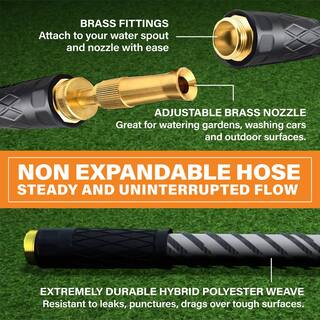 BIONIC FLEX Pro 34 in. Dia. x 100 ft. Light-Weight Heavy-Duty Premium Garden Water Hose with Brass Fitting and Shooting Nozzle 8504