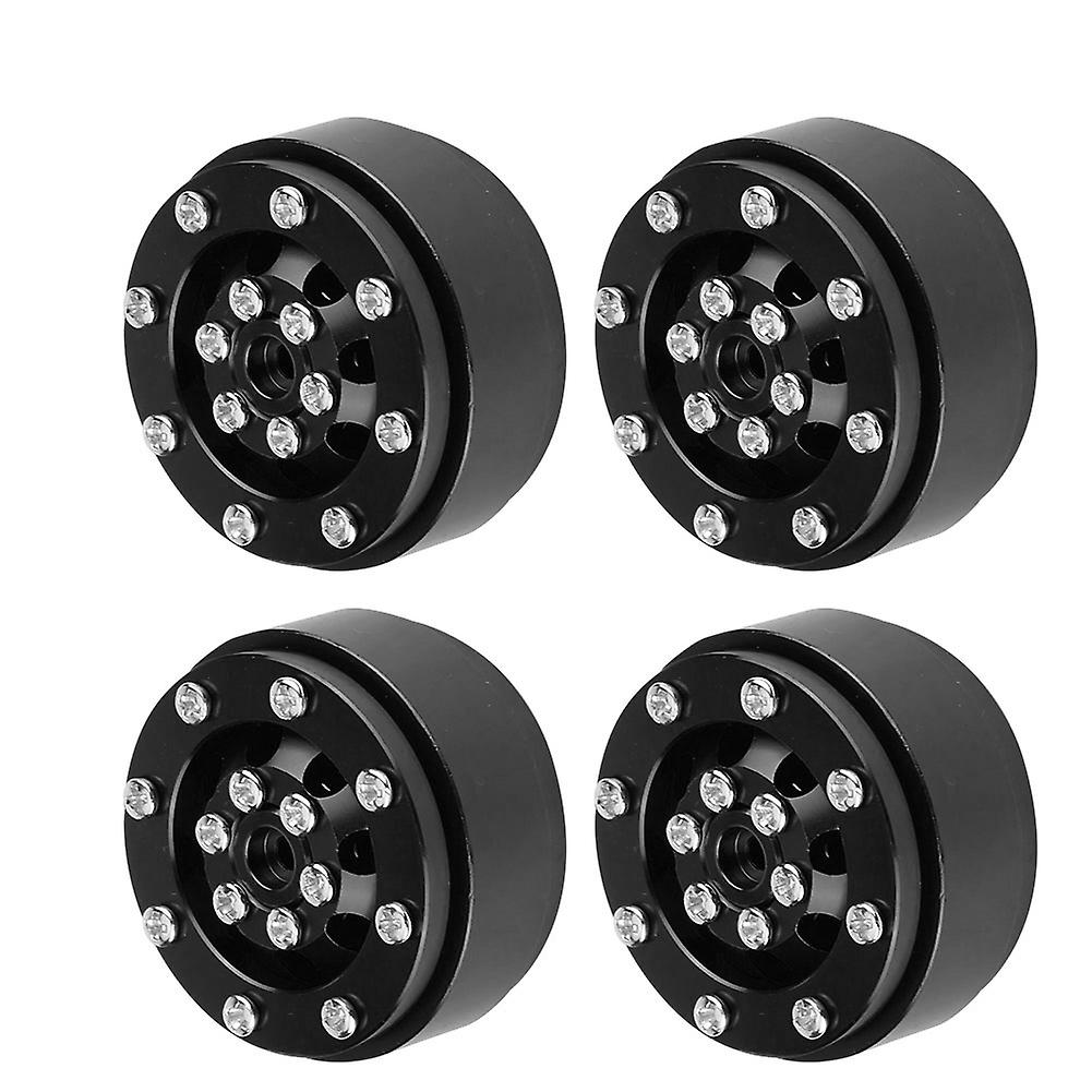 4pcs Rc Car Aluminium Alloy Beadlock Wheel Rim Hubs For Wpl 1/16 Rc Military Truck(black+black)