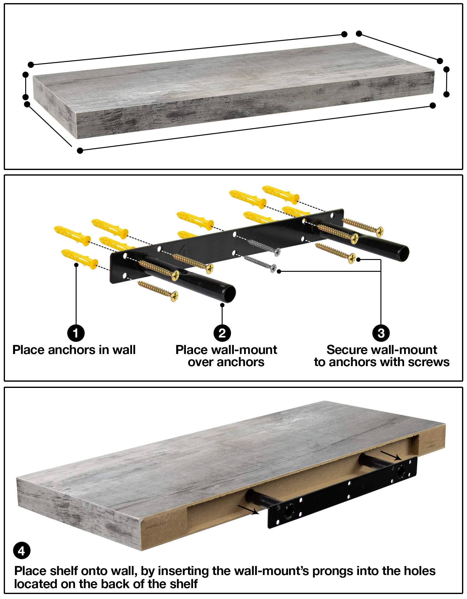 Floating Wall Shelf - Gray Wood