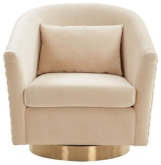 Bayson Quilted Swivel Tub Chair Cream   Contemporary   Armchairs And Accent Chairs   by AED Luxury Home Decor  Houzz