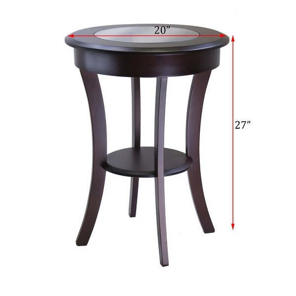 Round Accent Table， Entryway Table Side Table W/ Glass and Curved Legs