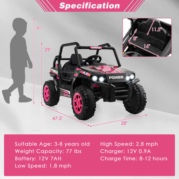 Costway 49563281 12V Kids UTV Ride on Car with 2.4...