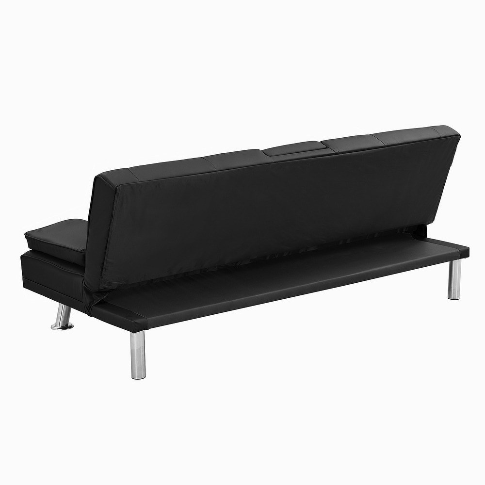 PVC Wood Sofa Bed with Armrest two holders