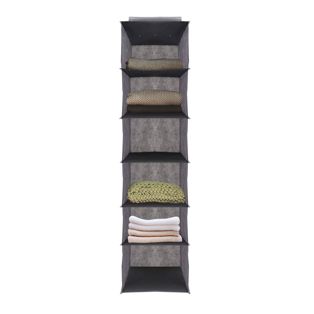 JV TEXTILES GreyBeige Hanging Closet Organizer with 6-Shelf Closet Hanging Storage Shelves (2-Pack) 2PK-6642