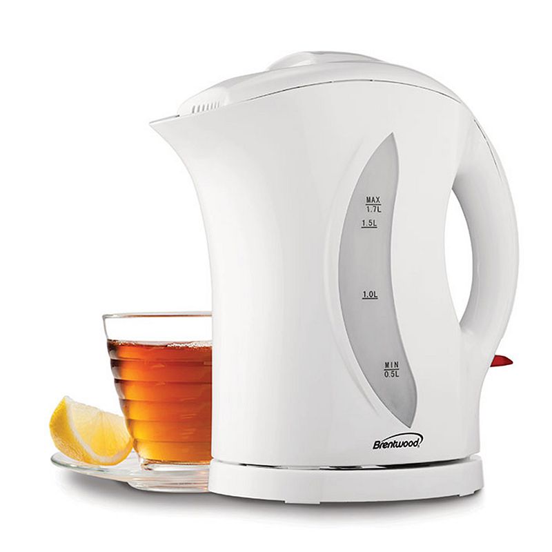 Brentwood 1.7 Liter Cordless Plastic Tea Kettle in White