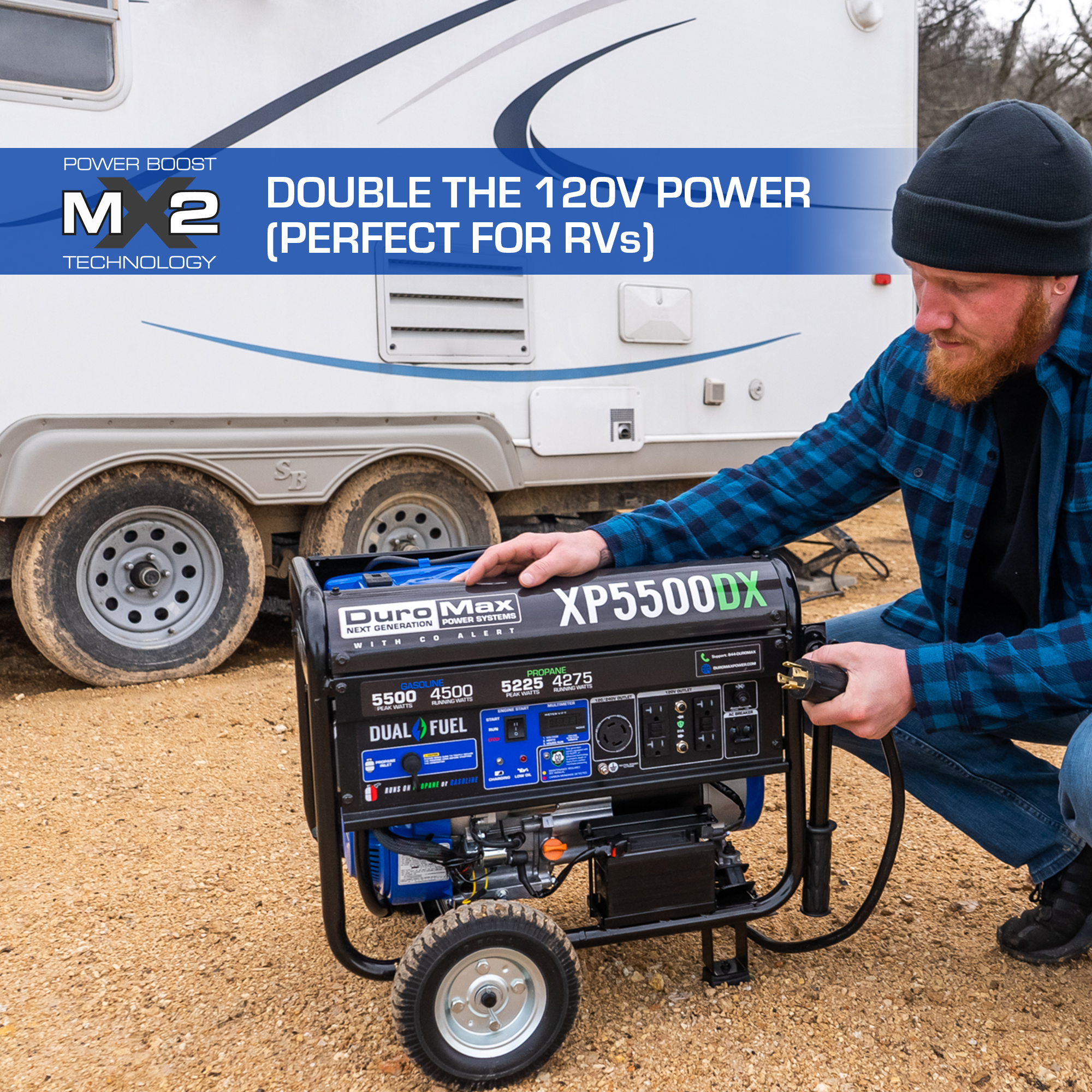 5,500 Watt Dual Fuel Portable Generator w/ CO Alert