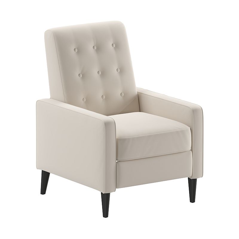 Emma and Oliver Jules Mid-Century Modern Tufted Upholstered Pushback Recliner