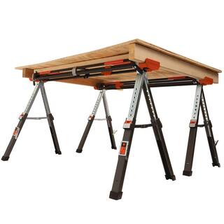 PROTOCOL 46 in. x 29 in. Lightweight Aluminum Adjustable Height Collapsible Sawhorse SAW46