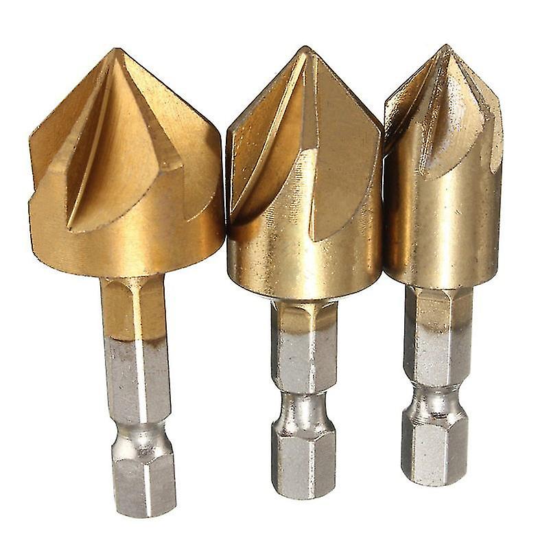 Set Of 3 Titanium Countersunk Drills For Wood And Metal - 12 Mm， 16 Mm， 19 Mm