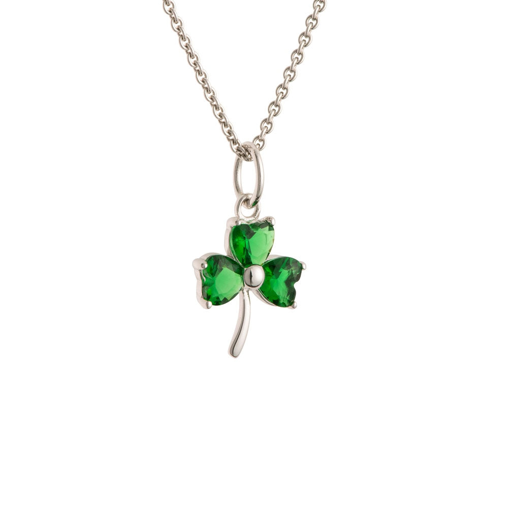 Galway Crystal Shamrock Green Crystal Sterling Silver Pendant