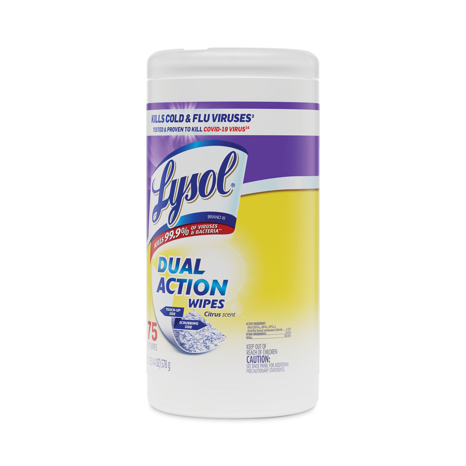 Dual Action Disinfecting Wipes by LYSOLandreg; Brand RAC81700CT