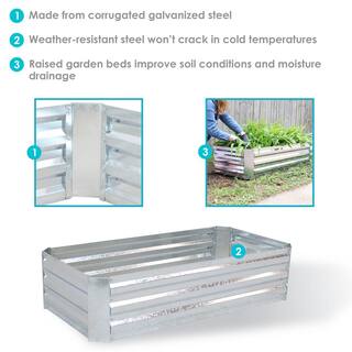 Sunnydaze Decor 48 in. Silver Galvanized Steel Rectangle Raised Bed HB-512