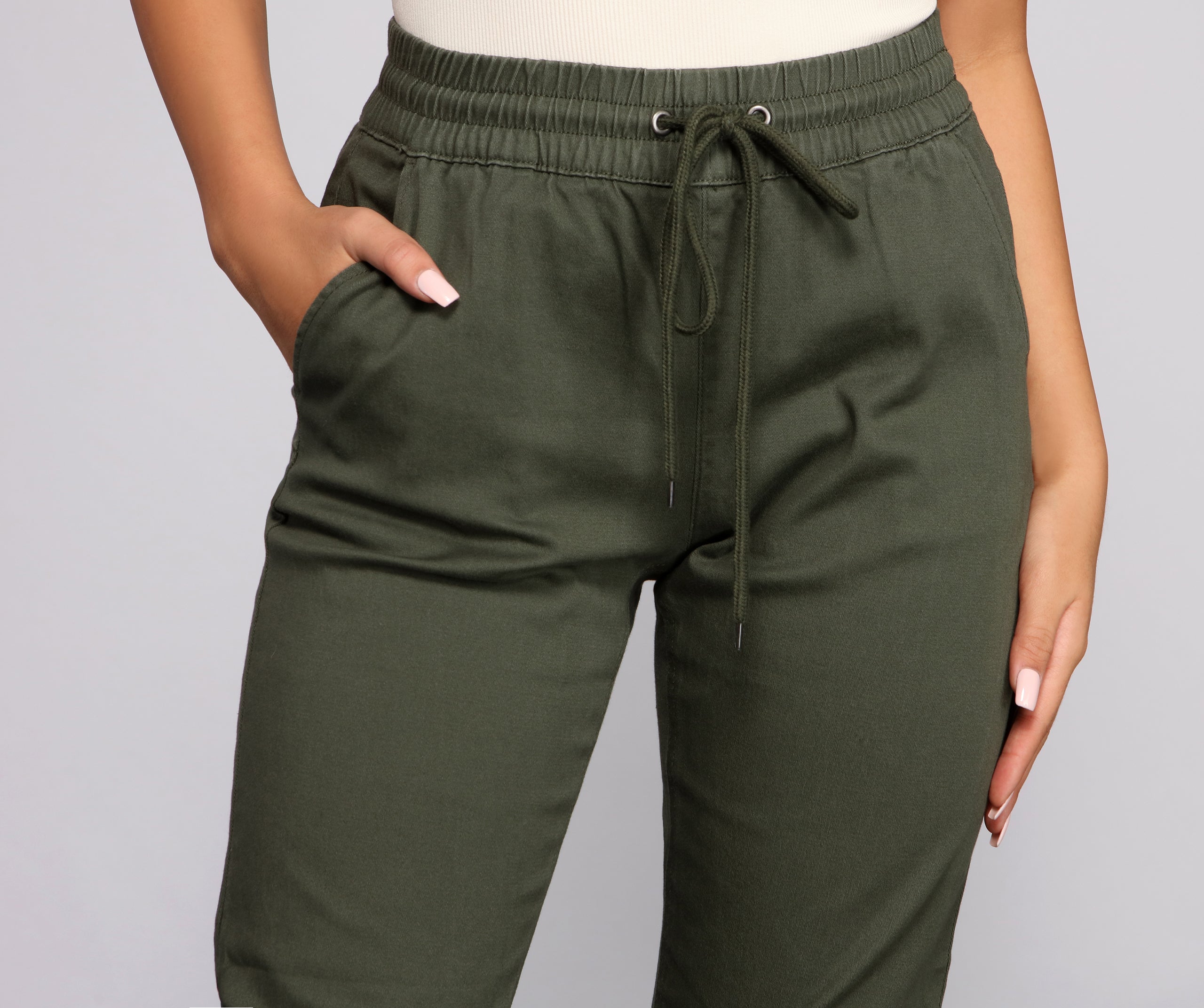 Basic High Waist Twill Joggers