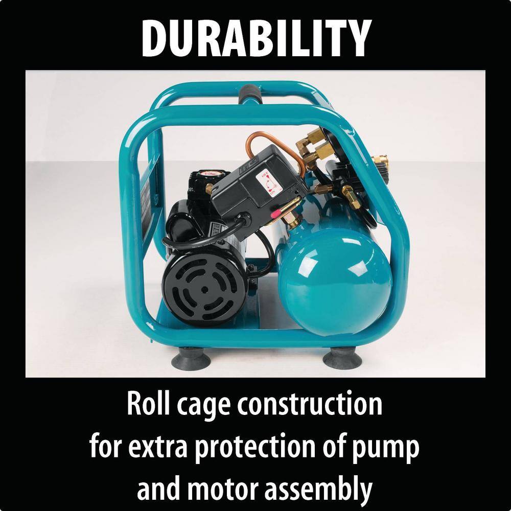 Makita 1 Gal. 125 PSI Portable Electric Compact Air Compressor with Bonus Pneumatic 2 in. 18-Gauge Brad Nailer AC001-AF506