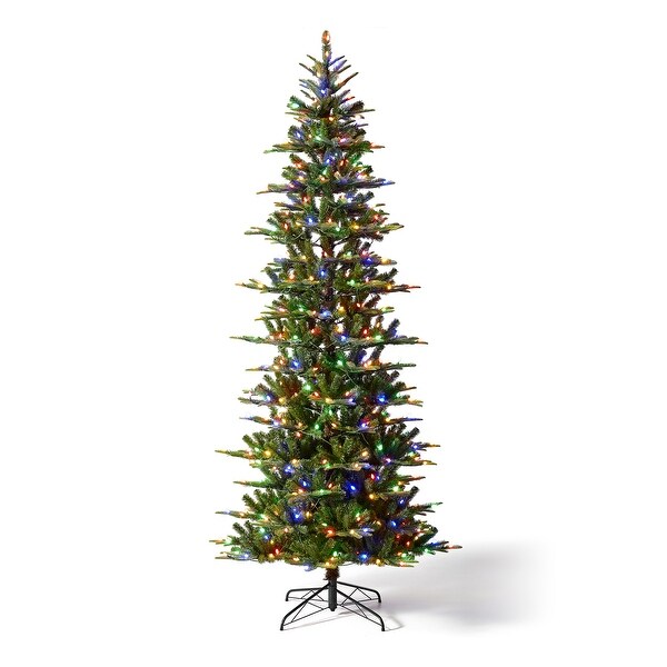 Glitzhome 7.5ft/9ft PreLit Evergreen Slim Fir Artificial Christmas Tree With Strawberry Lights