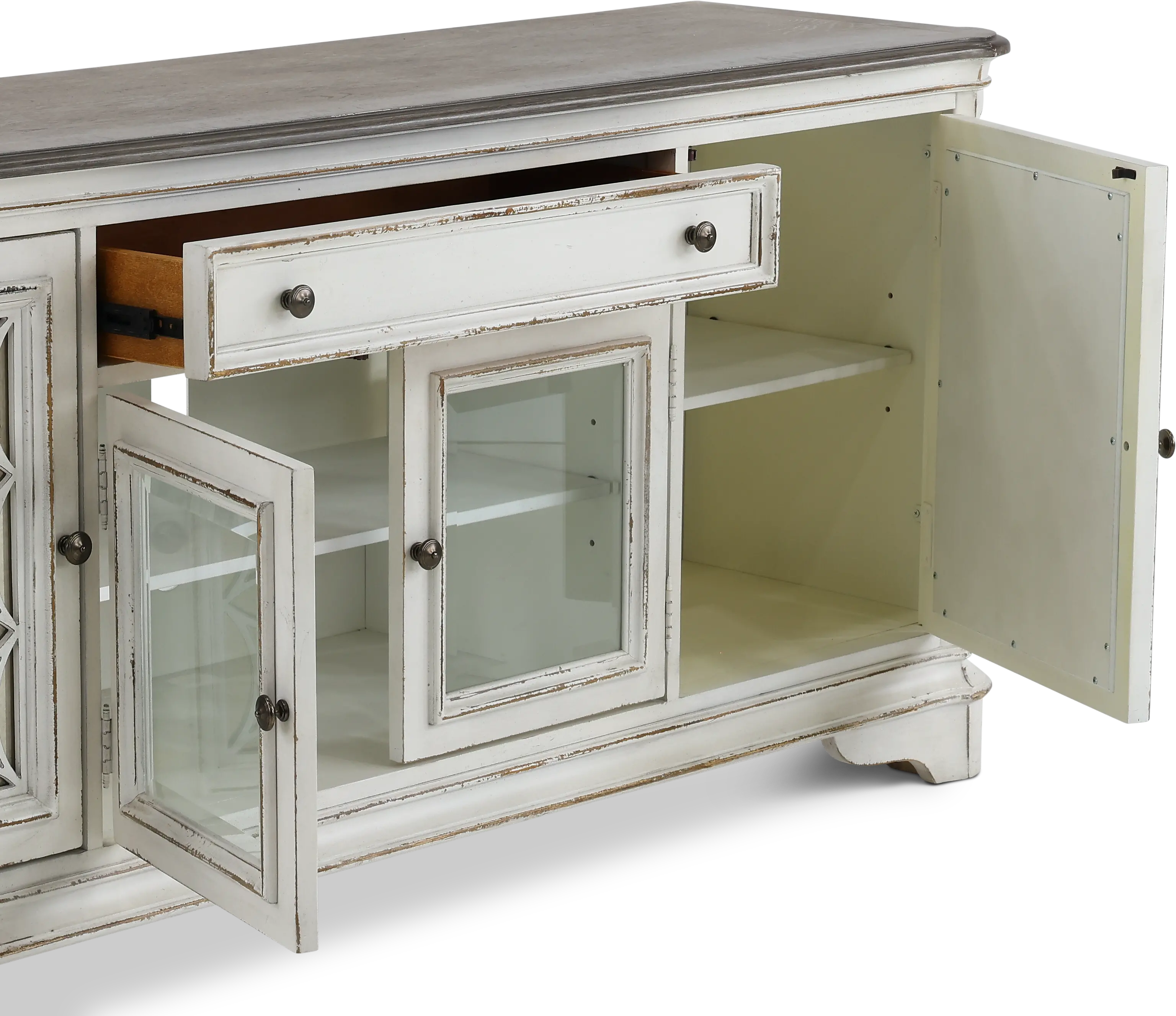 Magnolia Manor Antique White 74 TV Stand