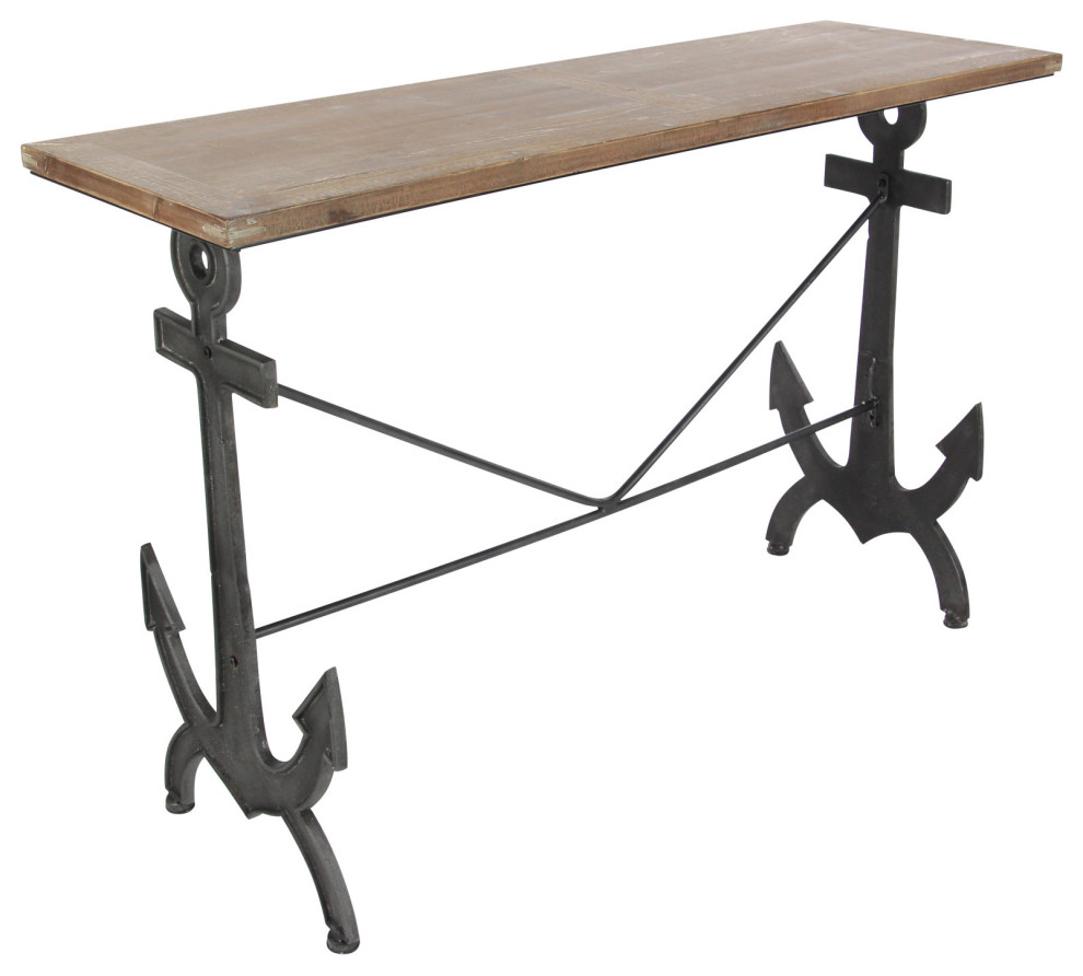 Coastal Black Metal Console Table 84280   Beach Style   Console Tables   by Brimfield  ampMay  Houzz