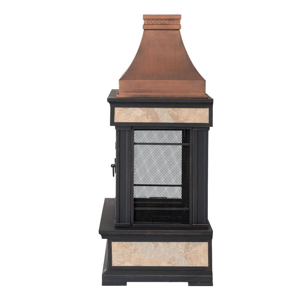 Sunjoy Curtis 56.69 in. Wood Burning Outdoor Fireplace with Bronze Highlights 169476