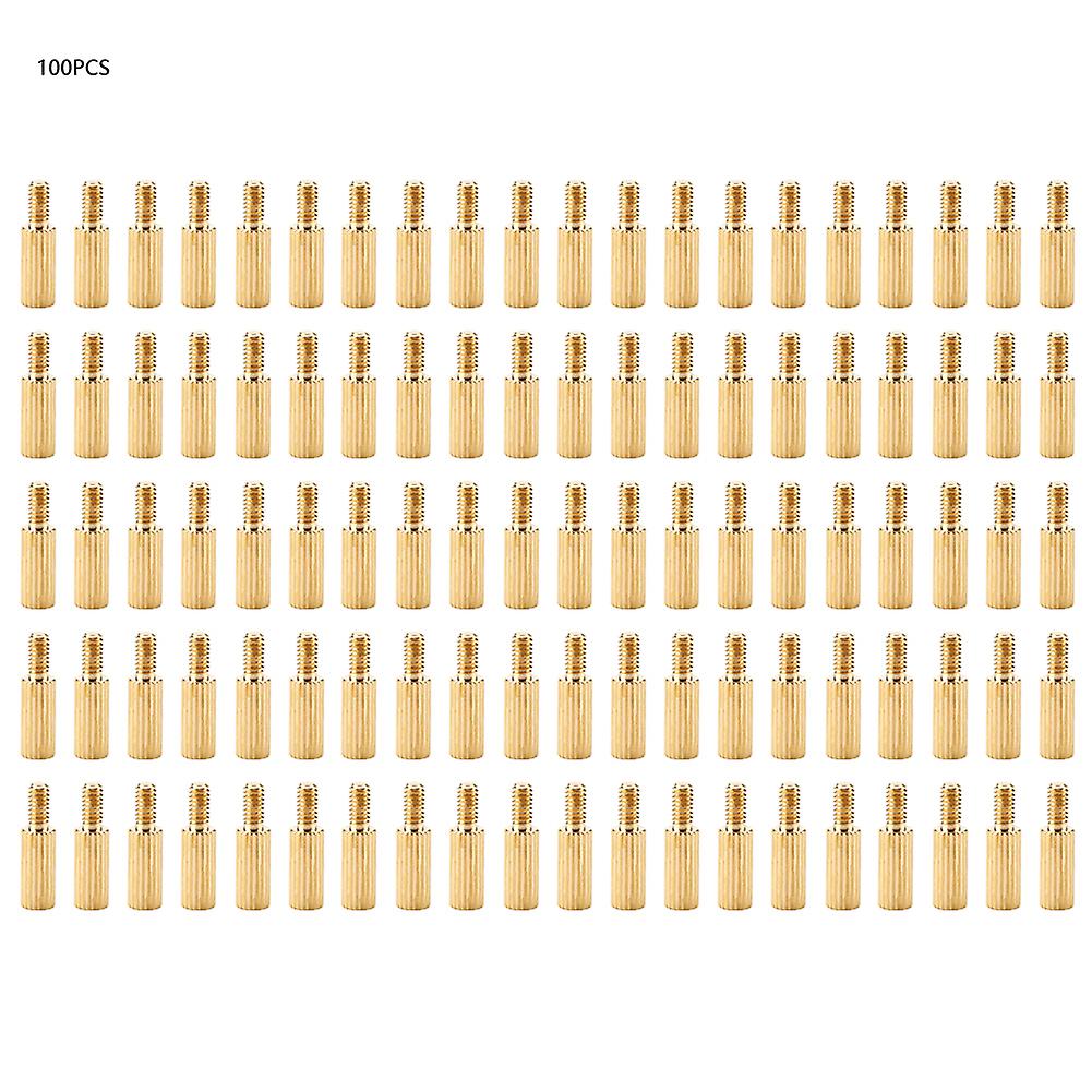 100pcs M2 Brass Single-head Male Female Spacer Standoff Camera Pcb Thread Pillar Studs (m2*7+4)