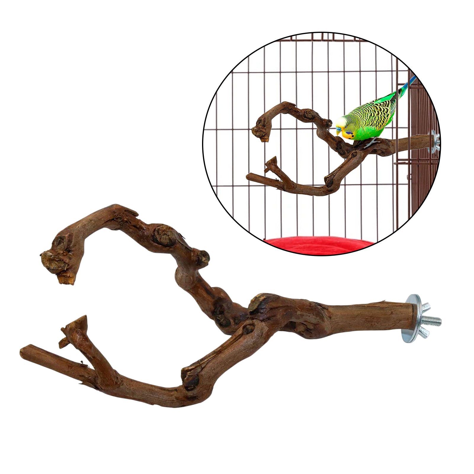 Natural Parrot Bird Stand Tree Branch Pet Budgie Toys Pet Supplies Perches Cage Two Branches