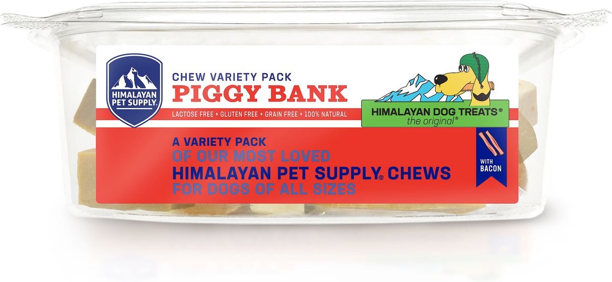 Himalayan Pet Supply Piggy Bank Bacon Dog Treats， 32-oz tub