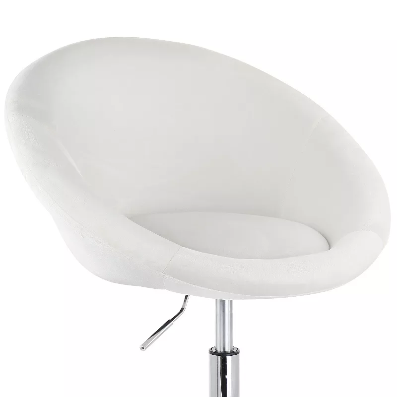 Elama 2 Piece Adjustable Velvet Accent Chair in White with Chrome Finish