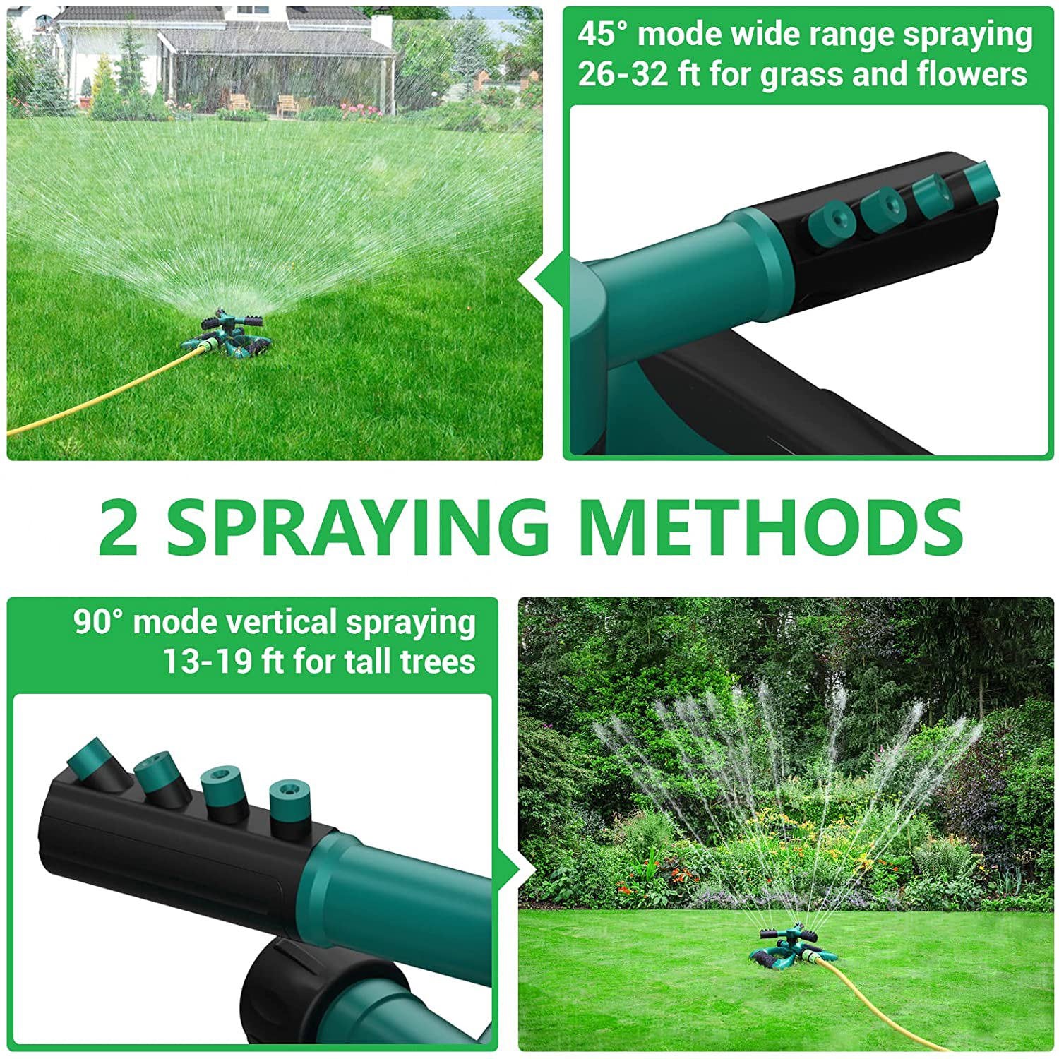 Jiarui Lawn Sprinkler Garden Sprinkler - Automatic 360 Rotating Adjustable Large Area， Yard Sprinkler System， Oscillating Sprinkler Watering Sprayer Easy Hose Connection， Yard Sprinkler