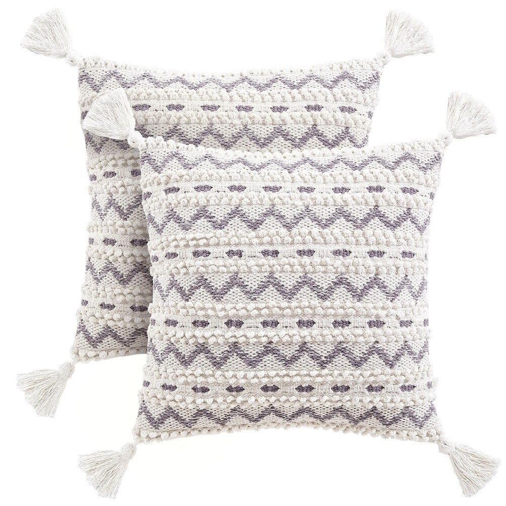 Brielle Home Piper Geometric Textured Throw Pillow  Set of 2