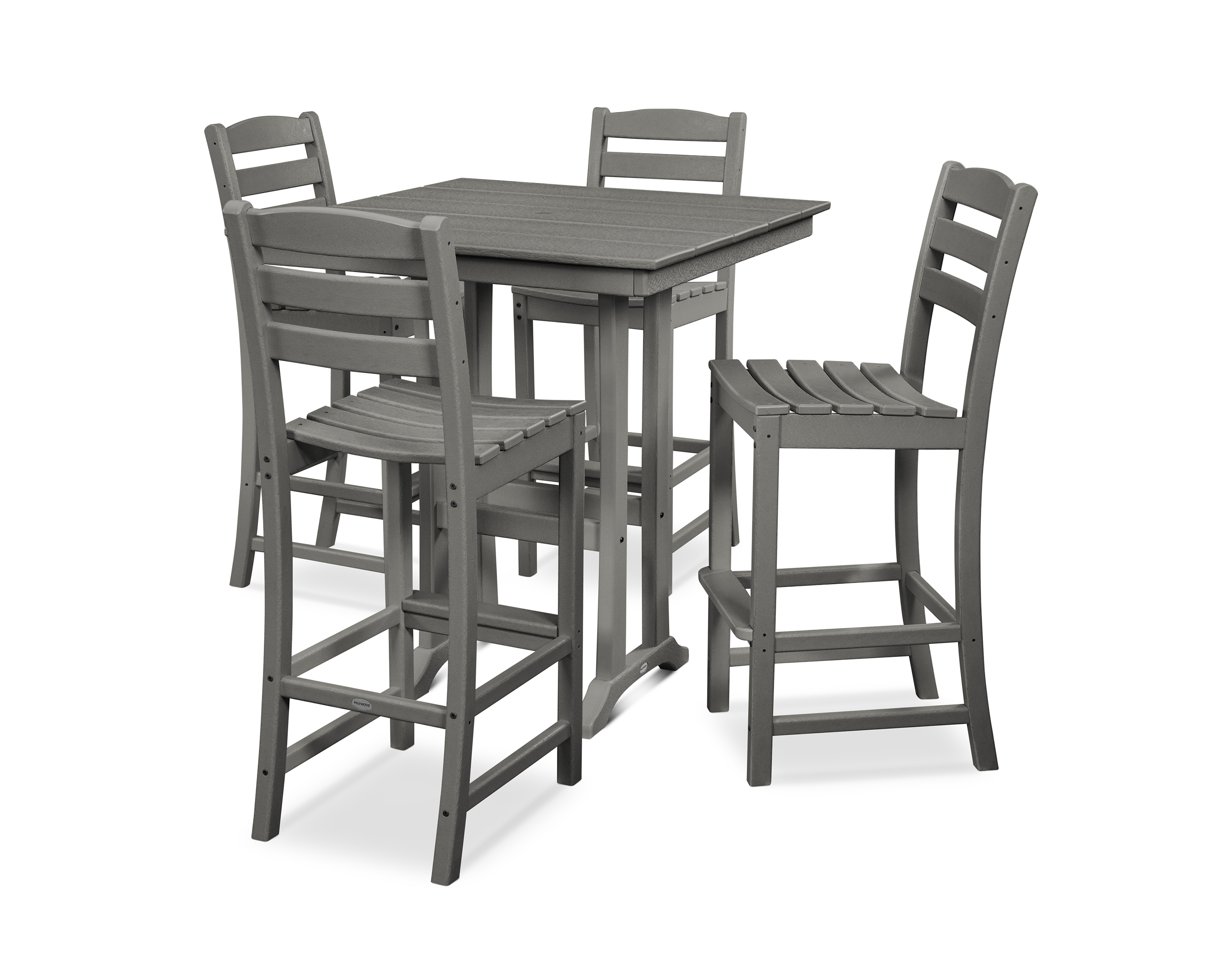 POLYWOOD La Casa Cafe 5-Piece Farmhouse Trestle Bar Set in Slate Grey