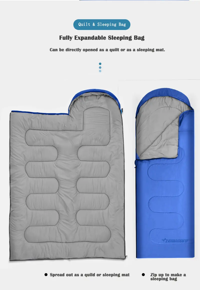 Factory Directly Portable 3 Seasons Envelope Outdoor Camping Sleeping Bag