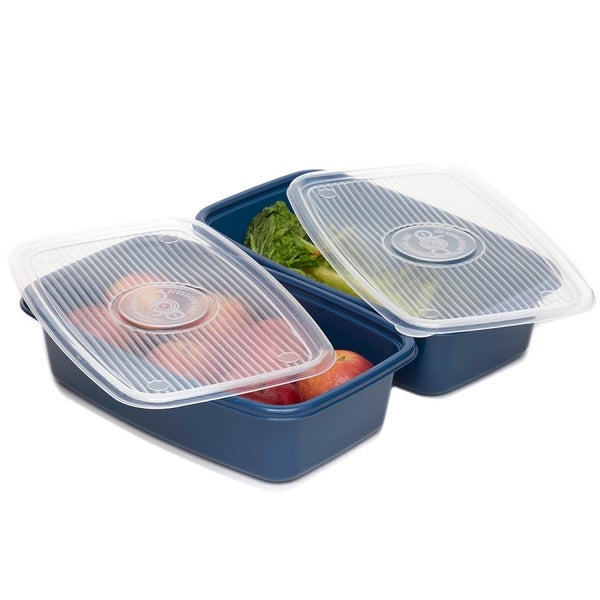 4 Piece Rectangular Plastic Meal Prep Set， (91.3 oz)， Blue