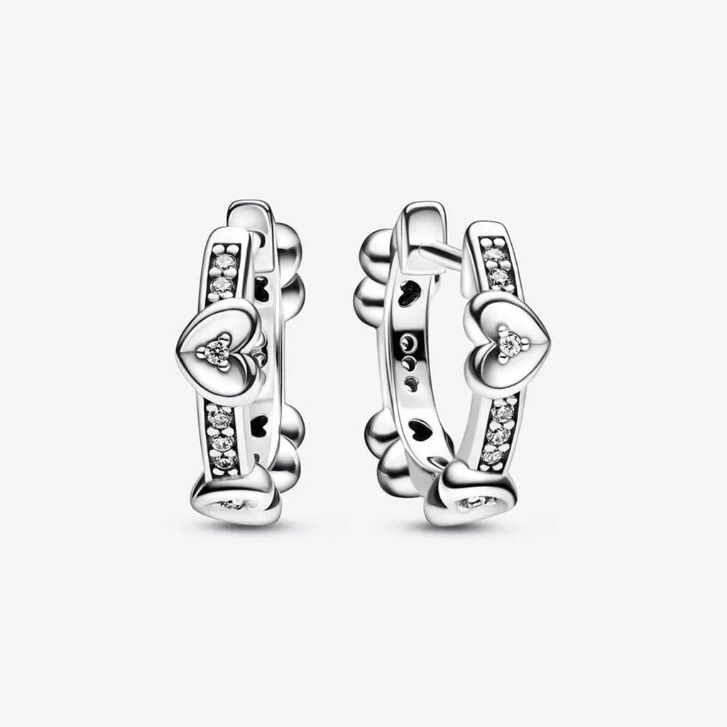 PANDORA  Radiant Sparkling Hearts Hoop Earrings